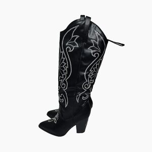 Black Embroidered Women's Boots
